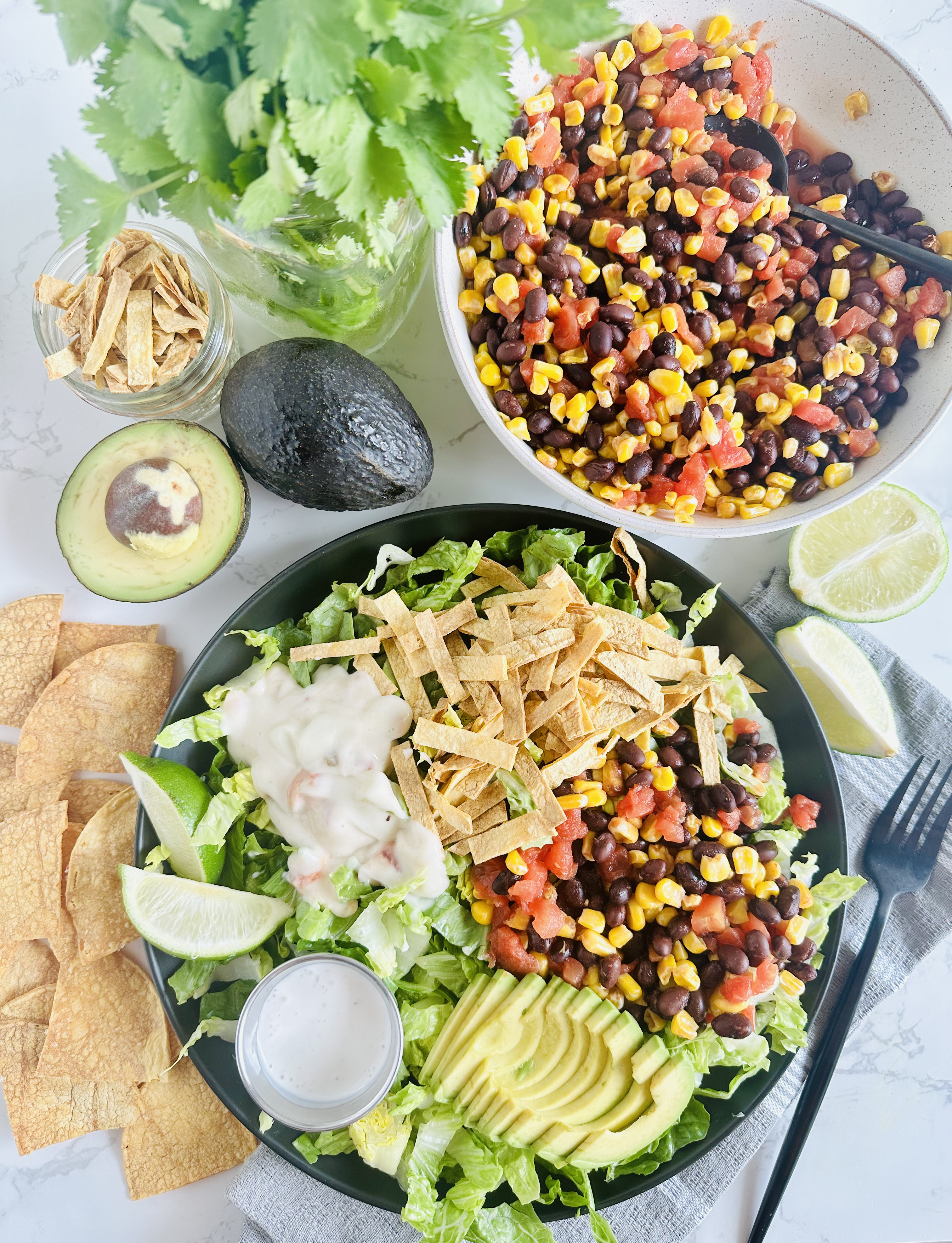 Vegan Mexican Salad with Cilantro Ranch Dressing